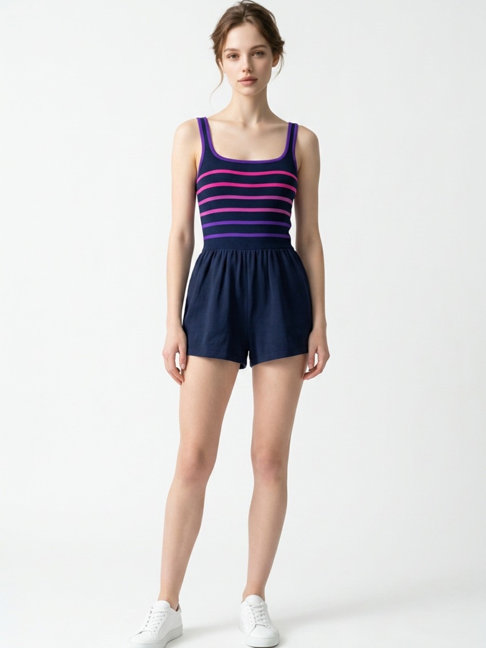 VTG Gabar Women’s 12 Bathing Suit Romer Self Bra Square Neck Pullon Playsuit